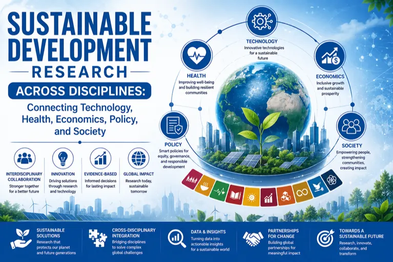 Sustainable Development Research Across Disciplines: Connecting Technology, Health, Economics, Policy, and Society